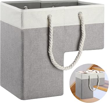 Foldable Linen Stair Basket for 16" Stairs, Cotton Rope Handles, Stairlift | Large, For wooden stairs, Storage organizer, Home decor, Foldable