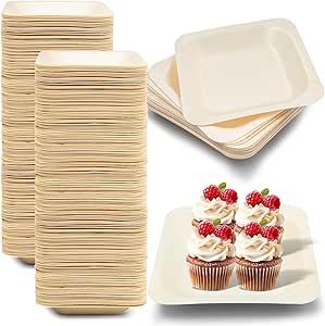 100 Pcs Square Palm Leaf Plates- 4 Inch Premium Disposable Bamboo Plates, Eco-Friendly Party Plates Supplies- Perfect for Wedding Camping Home Catering