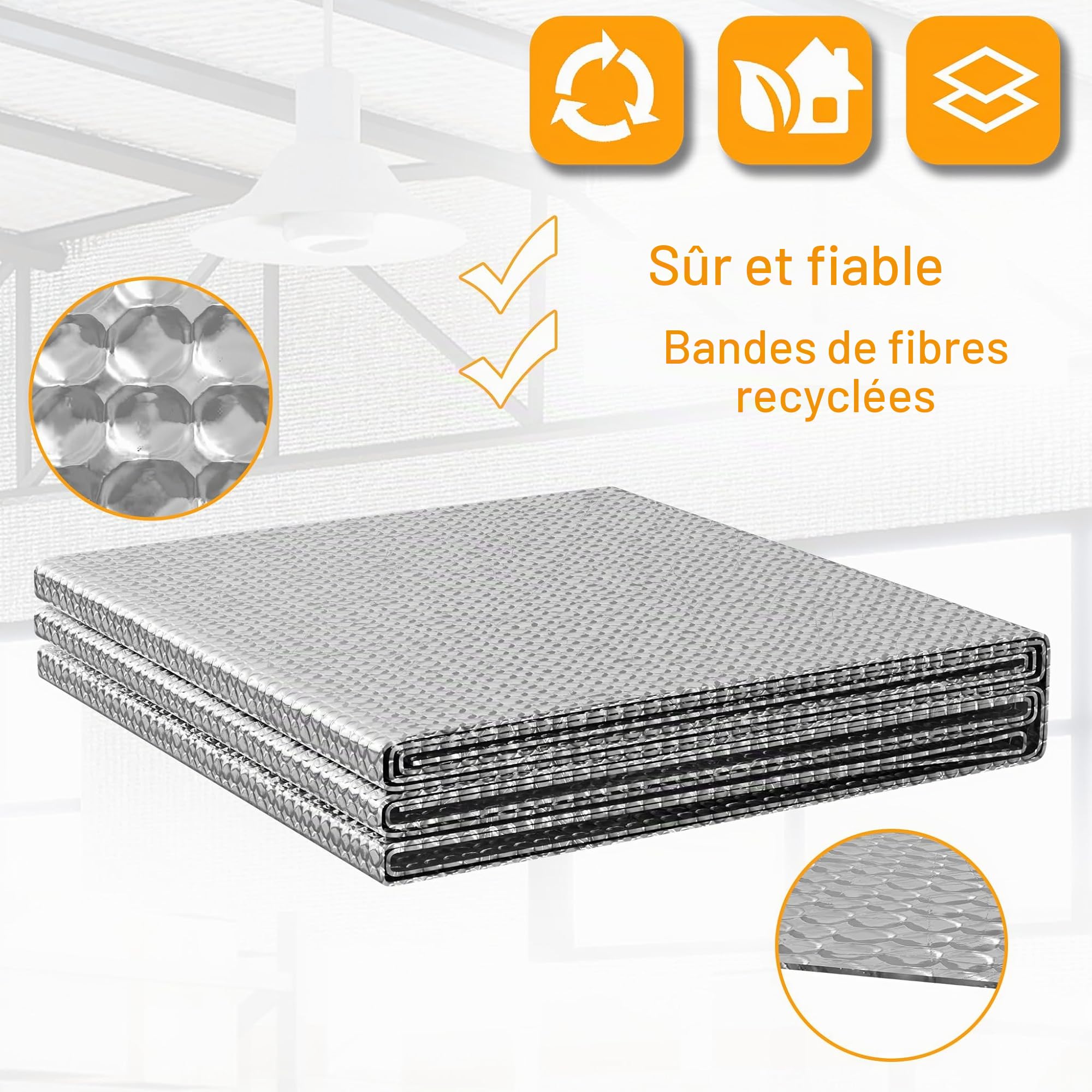 NAIZY Film Isolant Thermique 1m x 10m Pour Toit, Double Couche D'aluminium Avec Bulles D'air, Laine D'isolation, Protection Contre Le Froid Pour Fenêtres