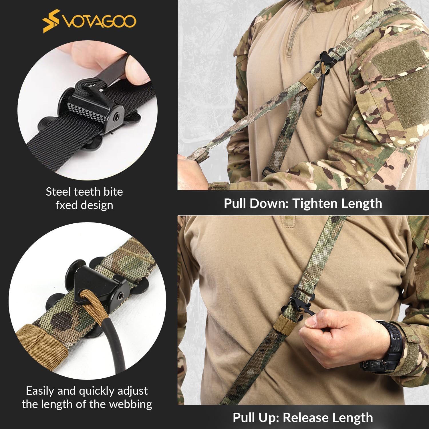 QD Sling 2 Point Gun Sling with HK Hook & Soft Shoulder Pad – Tactical Rifle Sling for Hunting & Quick Adjust Strap