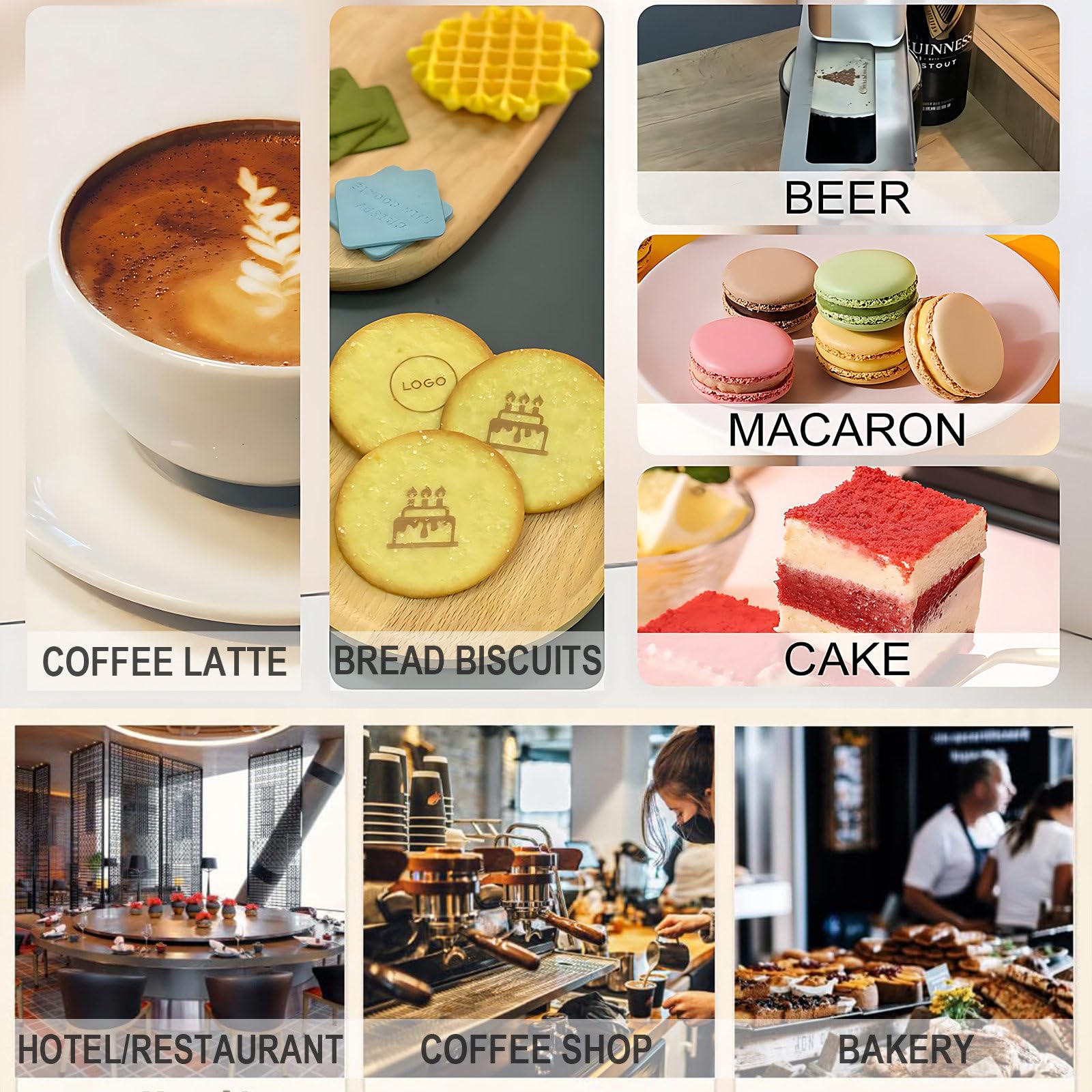 Impresora portátil de mano con leche – Mini bolígrafo de impresión de alimentos para arte de café, diseño de barista DIY para macarrones, galletas y más