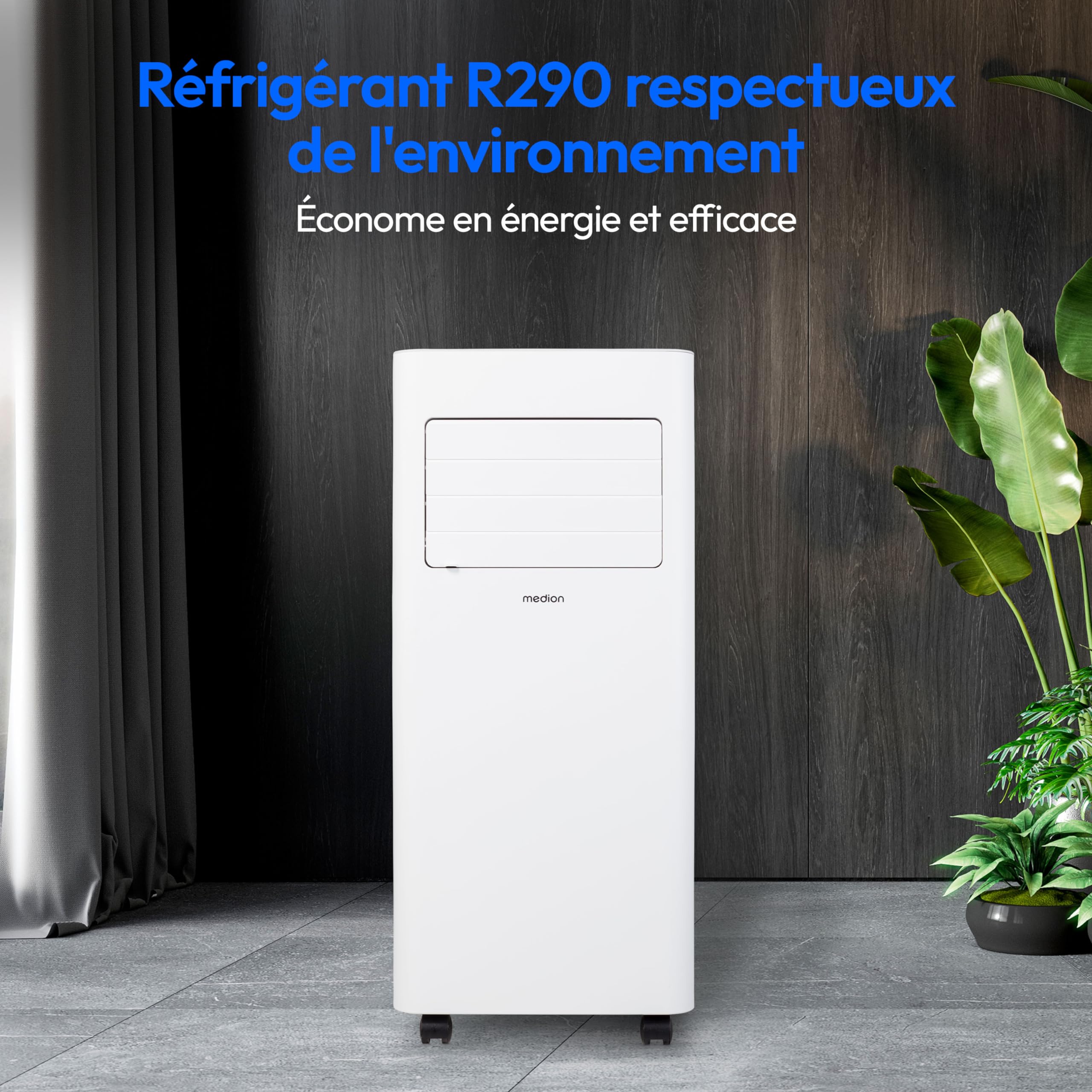 MEDION Climatiseur Mobile E701 (7000 BTU, 3-en-1, Refroidir, Déshumidification, Ventilation, jusqu'à 25m², kit de joint de fenêtre, mode sommeil, contrôle Télécommande, Écran, MD 37730)