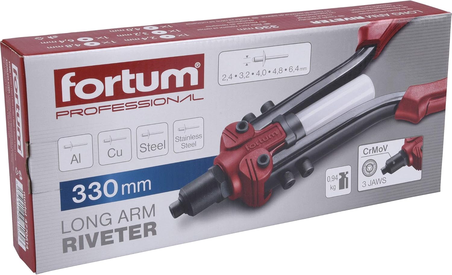 4770614 Professional Riveter for Blind Rivets, 2.4 - 6.4 mm, CrMoV Jaw 330 mm
