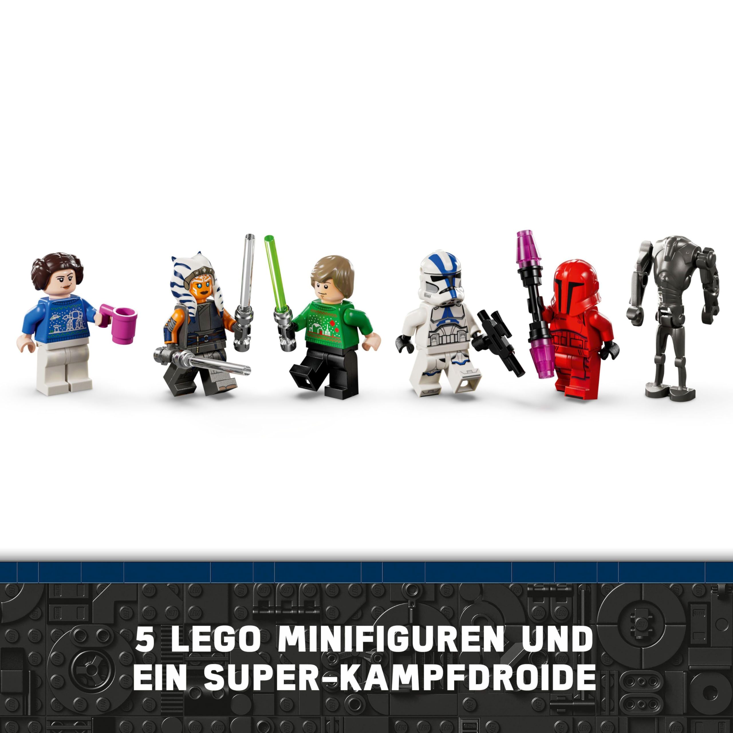 LEGO Star Wars Adventskalender 2024, 18 Mini-Modelle und 6 Charaktere zum Sammeln, Vorweihnachtsgeschenk für Jungen & Mädchen ab 6 Jahren, Bauspielzeug mit Minifiguren, Geschenk zu Weihnachten 75395