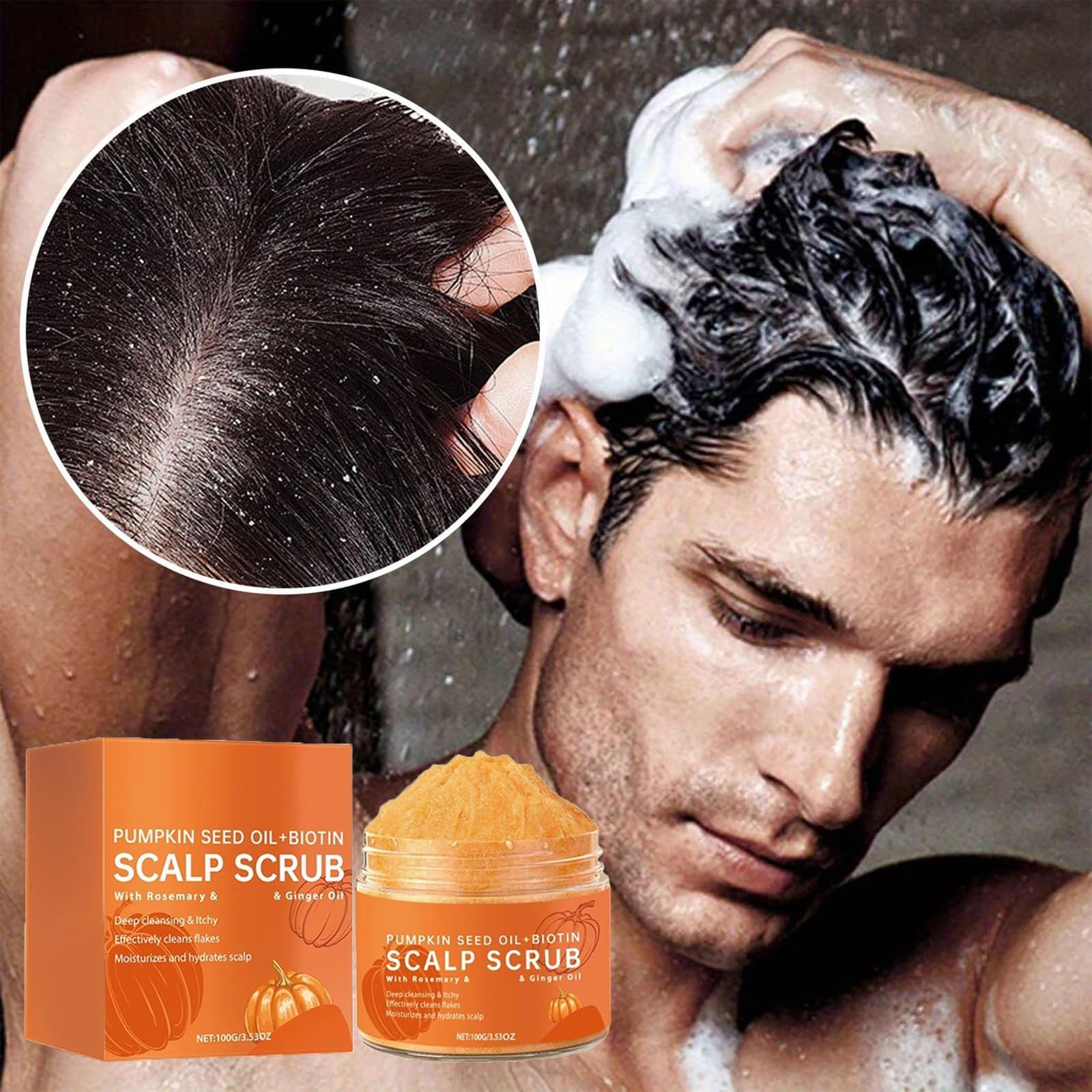 Exfoliante natural para el cuidado del cuero cabelludo, alivia la picazón y la caspa, limpieza profunda e hidratación, combate la caspa y elimina residuos, apto para cuero cabelludo graso y seco