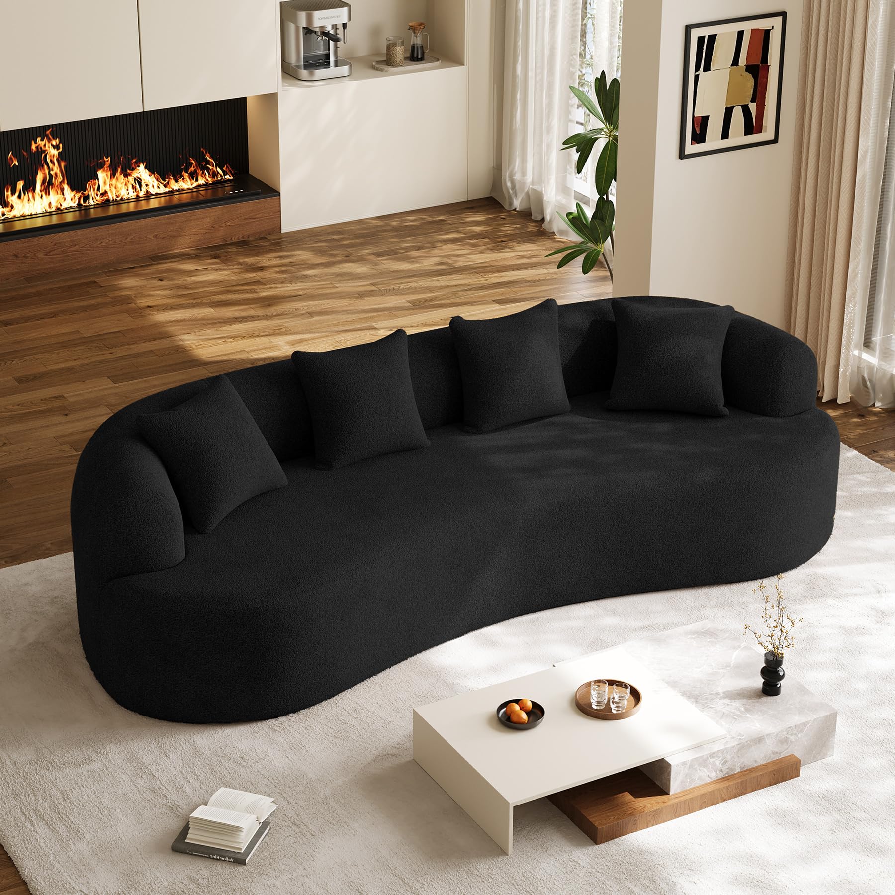 Oversized Sectional Sofa for Living Room Modern Luxury Plush Chenille 4-Seater Extra Deep Wide Seat Curved Cloud Couch