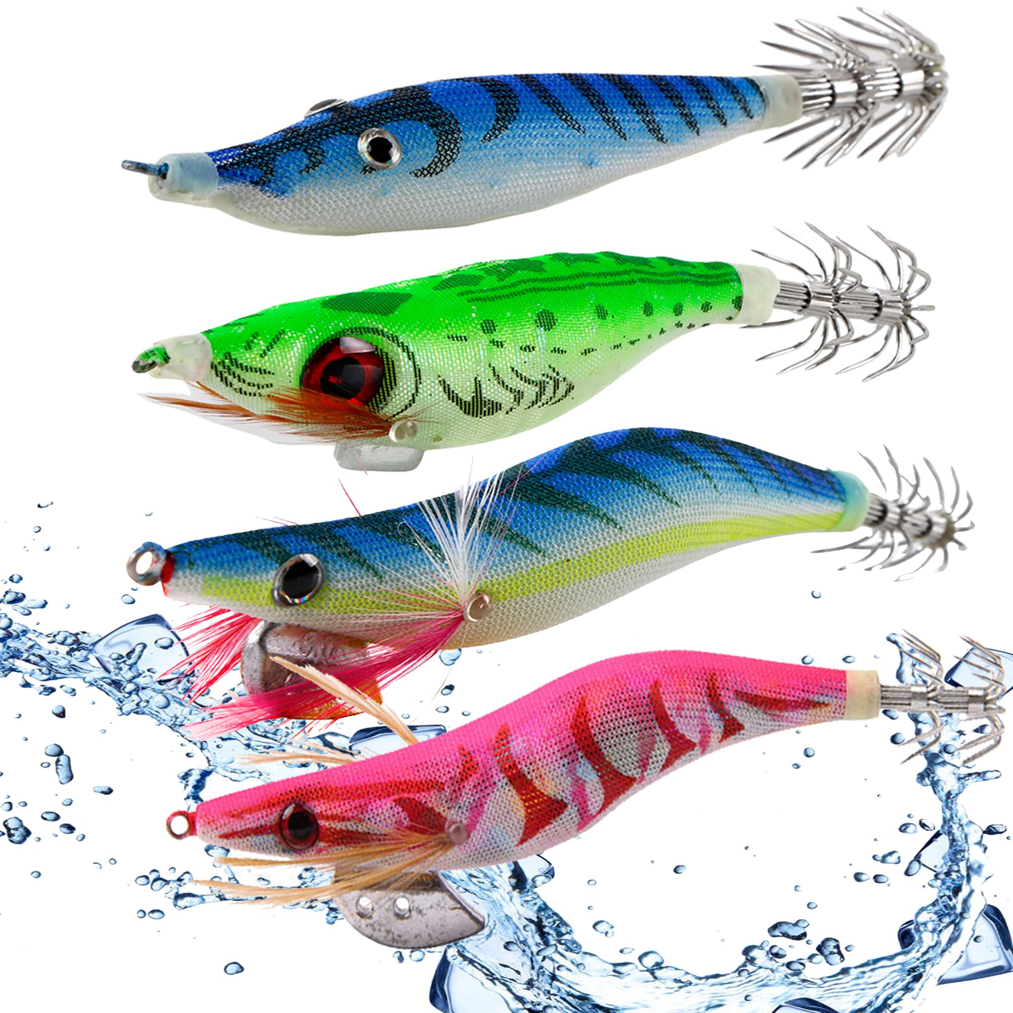 Appâts de pêche Turluttes Leurres Appâts Crochets pour Calmars Poulpes Appâts Lumineux Calmar Leurres Crevettes