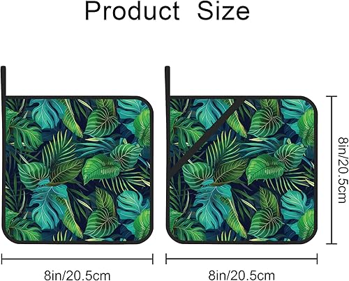 Miniatura 2 de Juego de 2 soportes para ollas de hojas tropicales verdes, resistentes al calor, para microondas, hornear, horno, platos finales y barbacoa