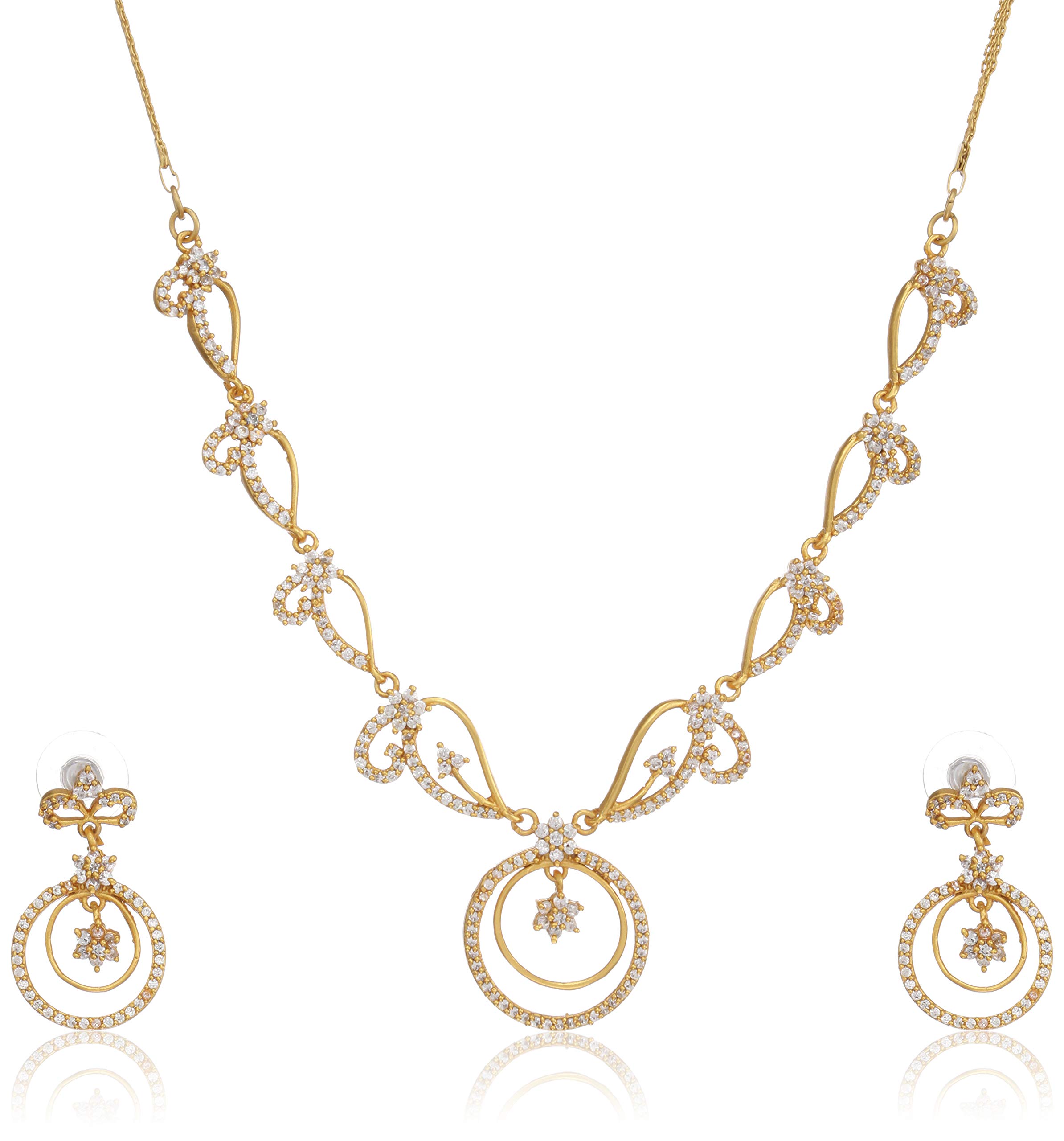 Estele 24 Kt Gold Plated American Diamond Circular Necklace Set for Women (B08D8STLQW) Amazon Price History, Amazon Price Tracker