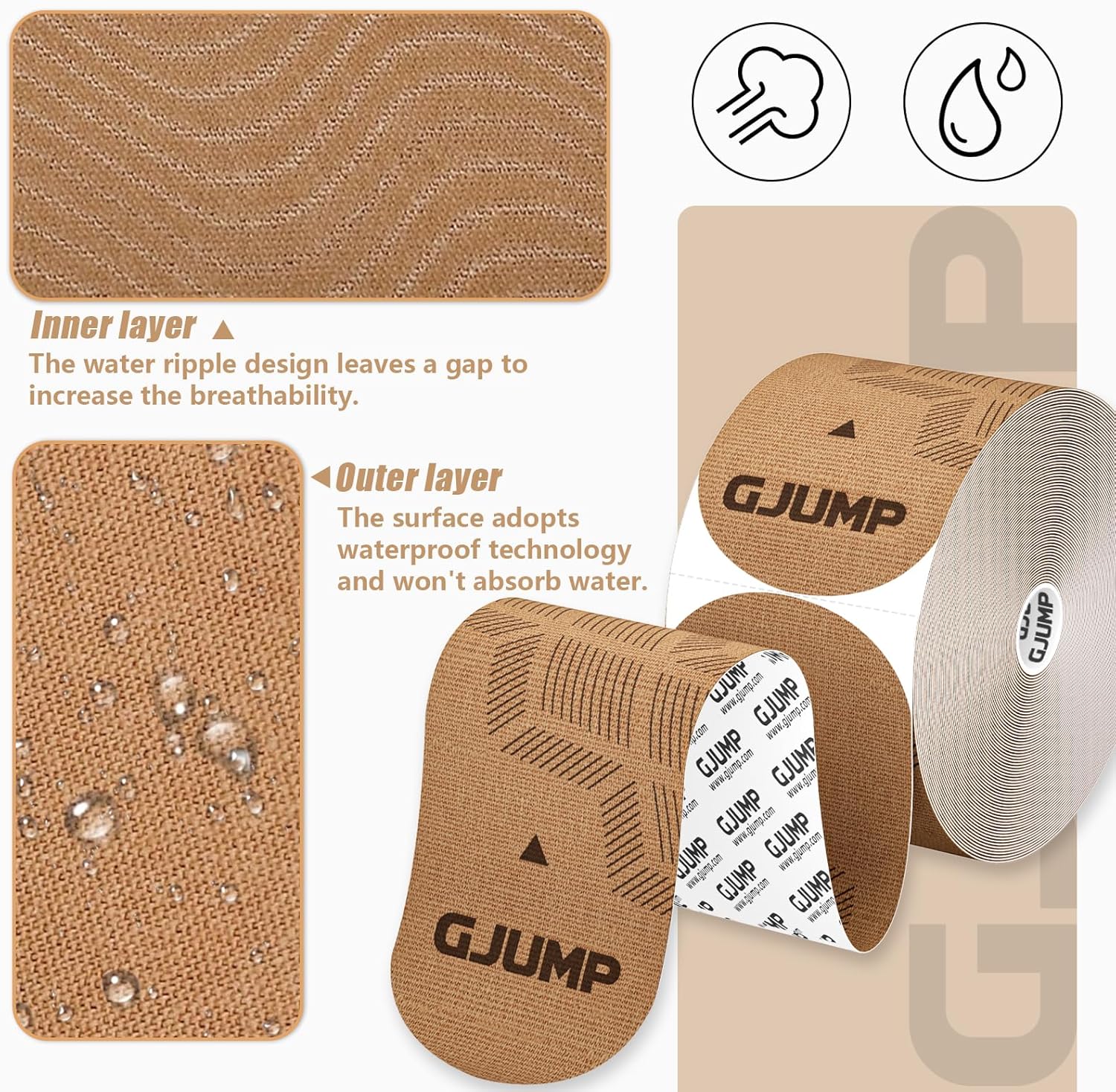 Kinesiology Tape, 40 Count Precut Strips 2 Rolls, Original Cotton Elastic Athletic Tape for Muscle Strain Relief & Joint Support, Waterproof & Breathable Sports Tape for Support and Recovery - Image 7