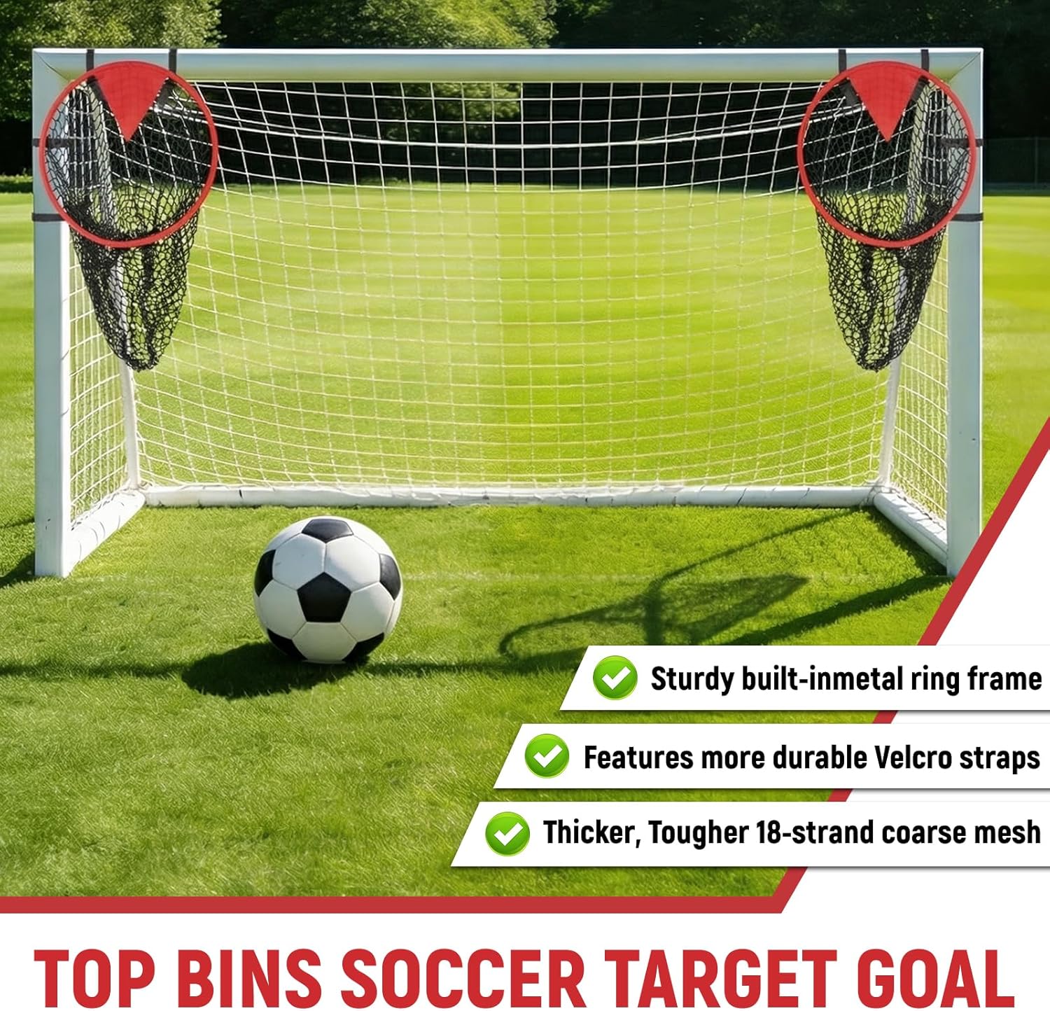 Soccer Goal Target 2 Pack, 17-Inch Top Bins Corner Shooting Accuracy Trainer – Carbon Fiber Frame, Easy Attach & Detach, Portable with Carry Bag, Soccer Training Equipment for Teens & Adults