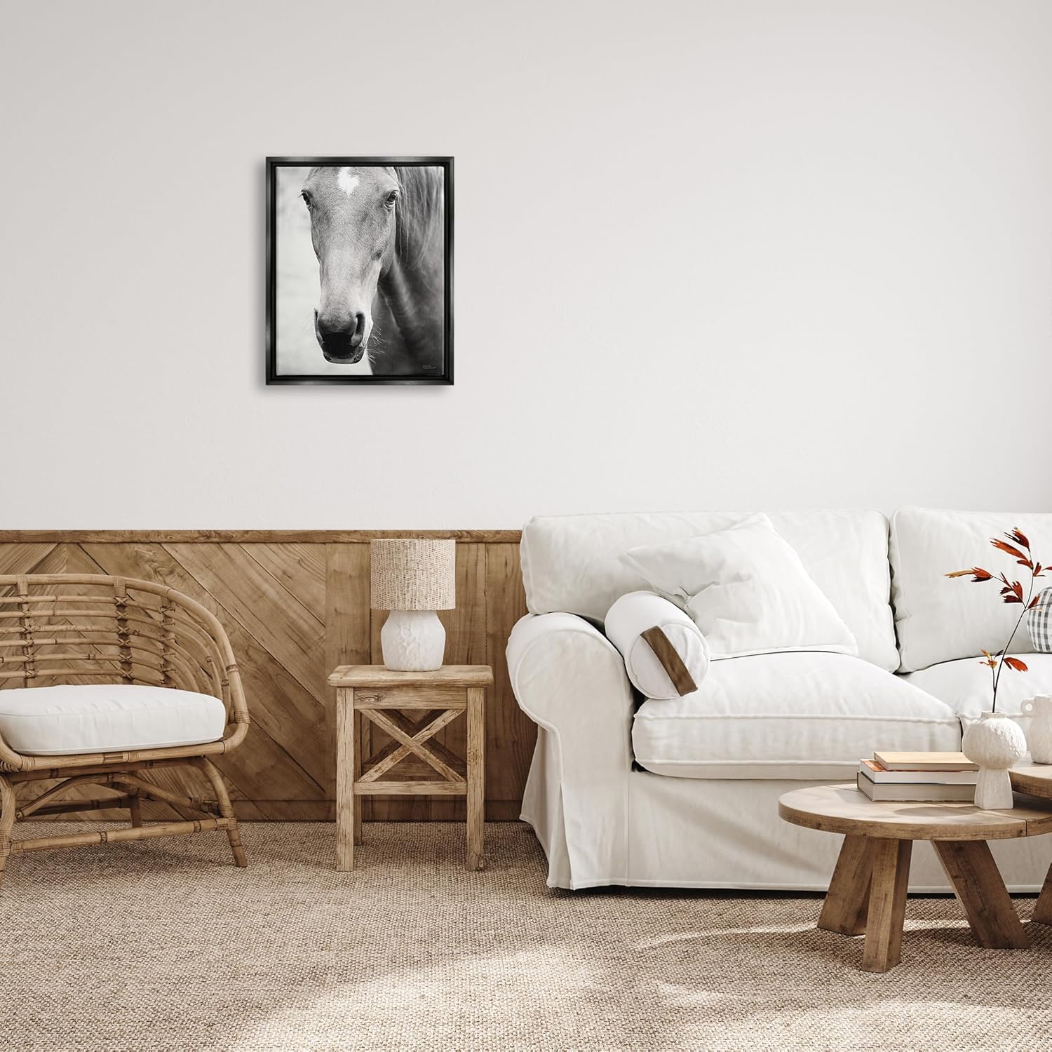 Stupell Industries Moke Lake Horse Photography Black Framed Floater Canvas Wall Art Design by Laura Marshall