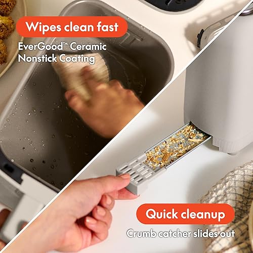 Miniatura 4 de BELLA Tostadora delgada de 2 rebanadas + freidora de aire delgada de 4 cuartos de galón, se adapta a utensilios de cocina en cualquier lugar,