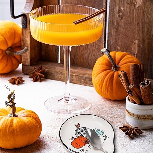 Miniatura 6 de Whaline Soporte para cucharas de cerámica de calabaza de otoño, platos de salsa de temporada MIni para otoño, Acción de Gracias, soporte para