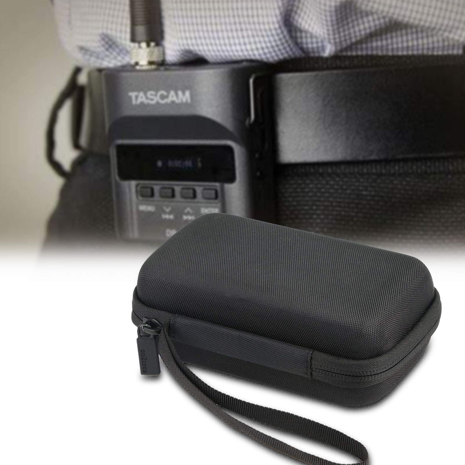 co2CREA Duro Viajar caja estuche funda para Tascam DR-10L Tarjeta Flash Dictáfono（funda solo） (Negro)