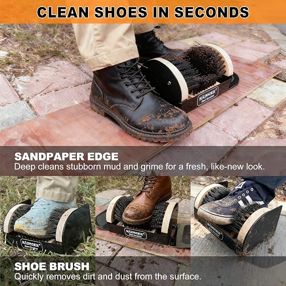 Hadwoer Boot Brush Scraper Outdoor Heavy Duty Boot Scrubber & Shoe Cleaner Brush for Mud, Dirt & Snow Durable Outdoor Boot Cleaner