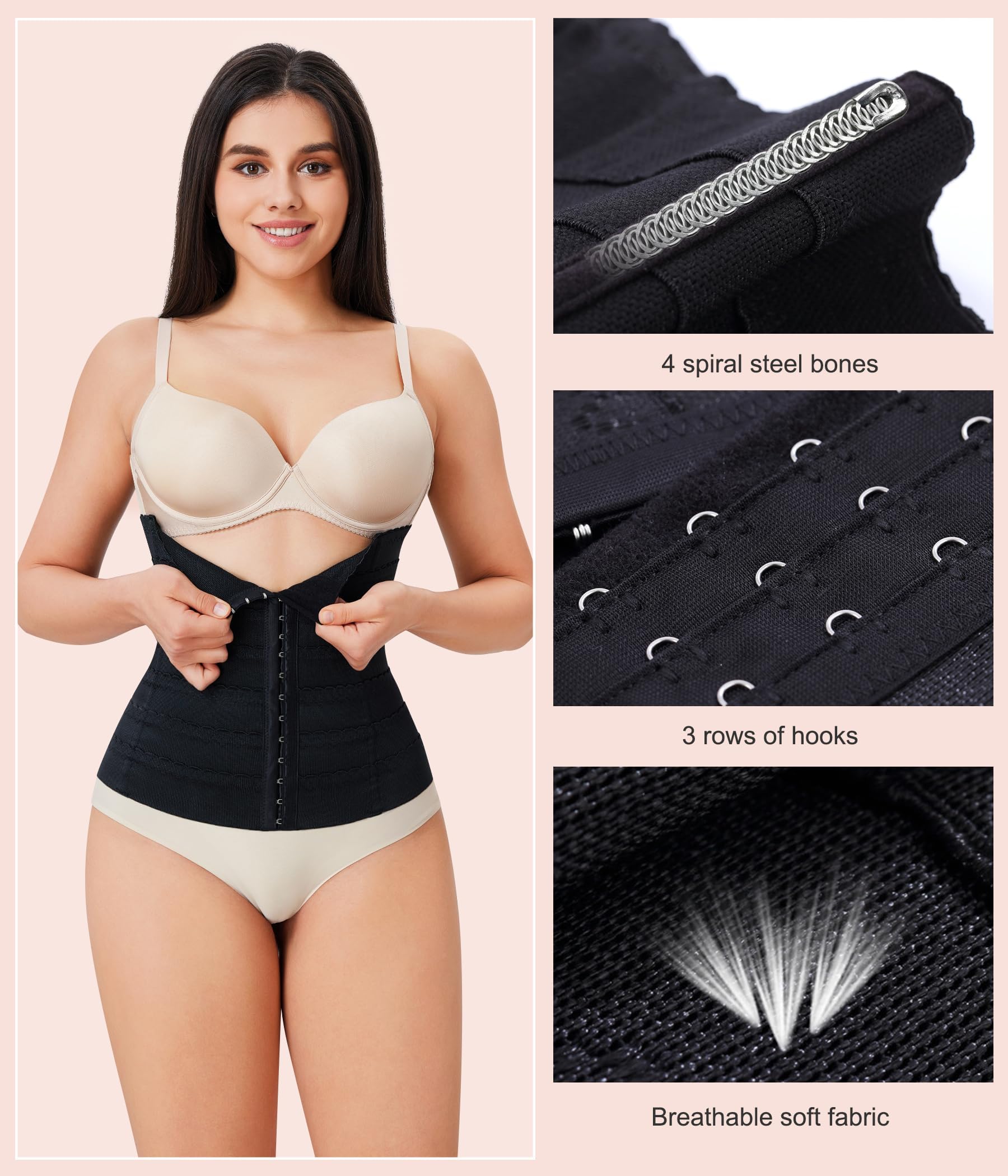 KUMAYES Fajas Reductoras Mujer Cintura Entrenador con Cremallera Corset Fajas Colombianas Cintura Cuello Trimmer Faja Moldeadora