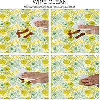 Vista 46 de Mantel ajustable de girasol, patrón de campo rural inspirado en el arte popular, casa de campo, granja, mantel impermeable para interiores y Verde