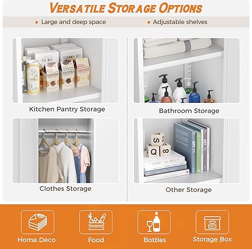 Vista 149 de INTERGREAT Armario de almacenamiento de metal, armarios de acero con cerradura de 72 pulgadas de alto con puertas de bloqueo, armario de Gris blanco