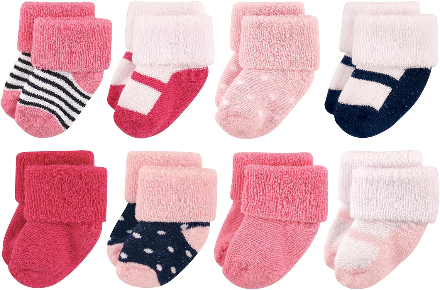 Luvable Friends Basics Unisex Baby Cozy Terry Socks 8-Pack