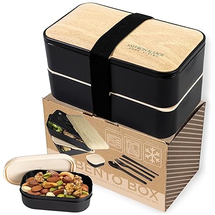 Bento Box Adult Lunch Box Containers - 42oz Japanese style Bento Lunch Box for Adults or Kids with Cutlery, Chopsticks, Sauce Container and Bento Bag - Leak proof, Dishwasher, Freezer, Microwave safe