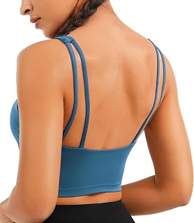 Smooth Feeling Square Neck Longline Sports Bra Open Back Strappy Workout Crop Tank Tops for Women Yoga Athletic