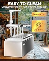 Vista 4 de WantJoin Dispensador de salsa de 13.75 cuartos con 5 frascos, estación de bomba de condimentos de acero inoxidable de 2.75 cuartos de galón / 2.6 L