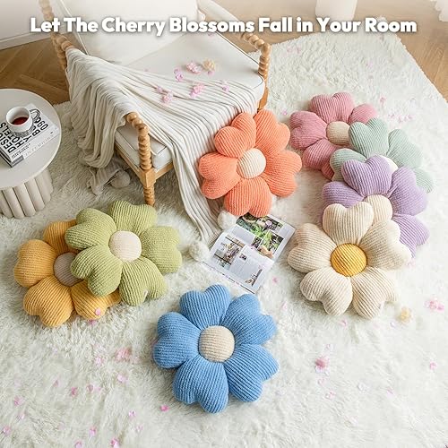 Miniatura 4 de Sioloc Almohada de flores, almohada en forma de flor, almohada de piso de flores, cojín de asiento, almohada de flor linda, almohada estética como