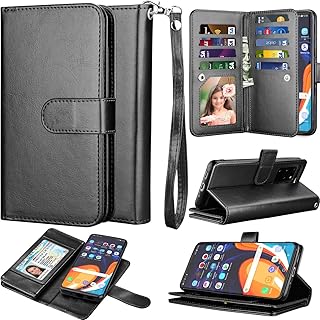 Takfox Galaxy S20 Case, Galaxy S20 Wallet Phone Case 6.2 inch PU Leather with 9 Card Slots ID Credit Card Holder Folio Flip Magnetic Detachable Phone Case & Wrist Strap for Samsung Galaxy S20-Black