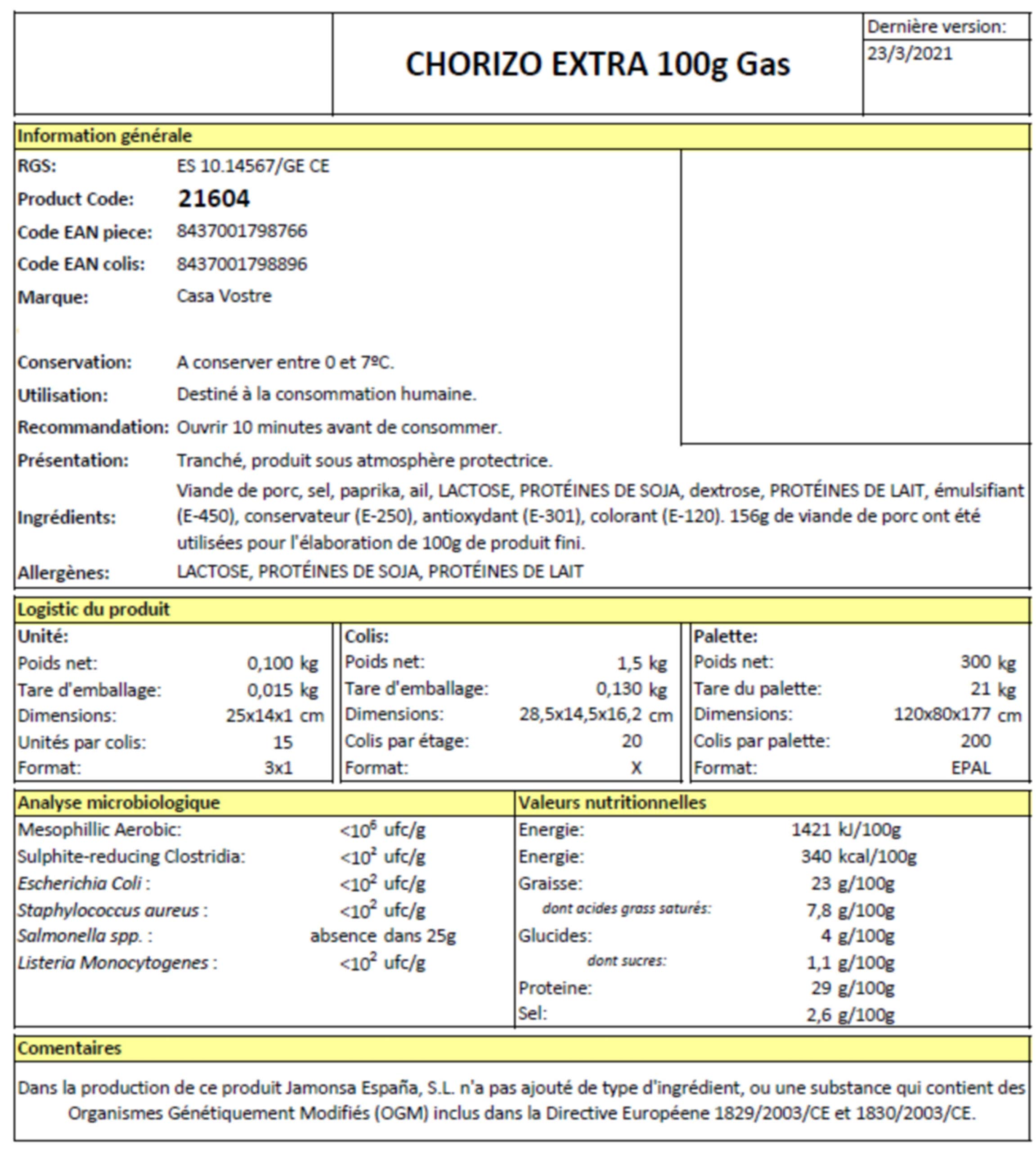 Chorizo Tapas 100 gr