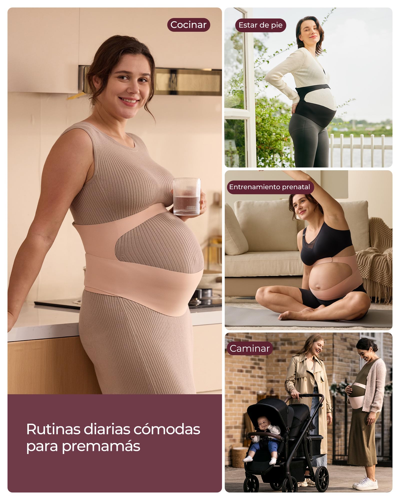 momcozy Faja Embarazada sin Costuras CozySupport, Faja Embarazadas Ergonómica de Tejido Transpirable, Cinturón Embarazo con Soporte para Abdomen, Espalda y Cintura
