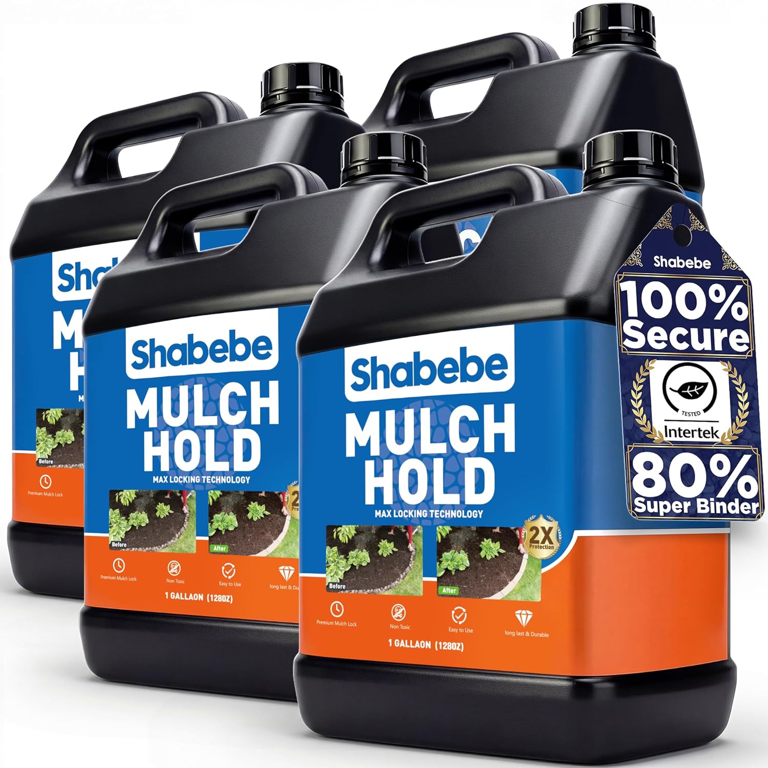 Mulch Hold for Landscaping, 4 Gallon Heavy Duty Rock Glue & Pebble Binder–Non-Toxic Mulch Stabilizer for Garden, Pine Straw, and Outdoor Strong Pebble Binder, Adhesive for Mulch& Rock