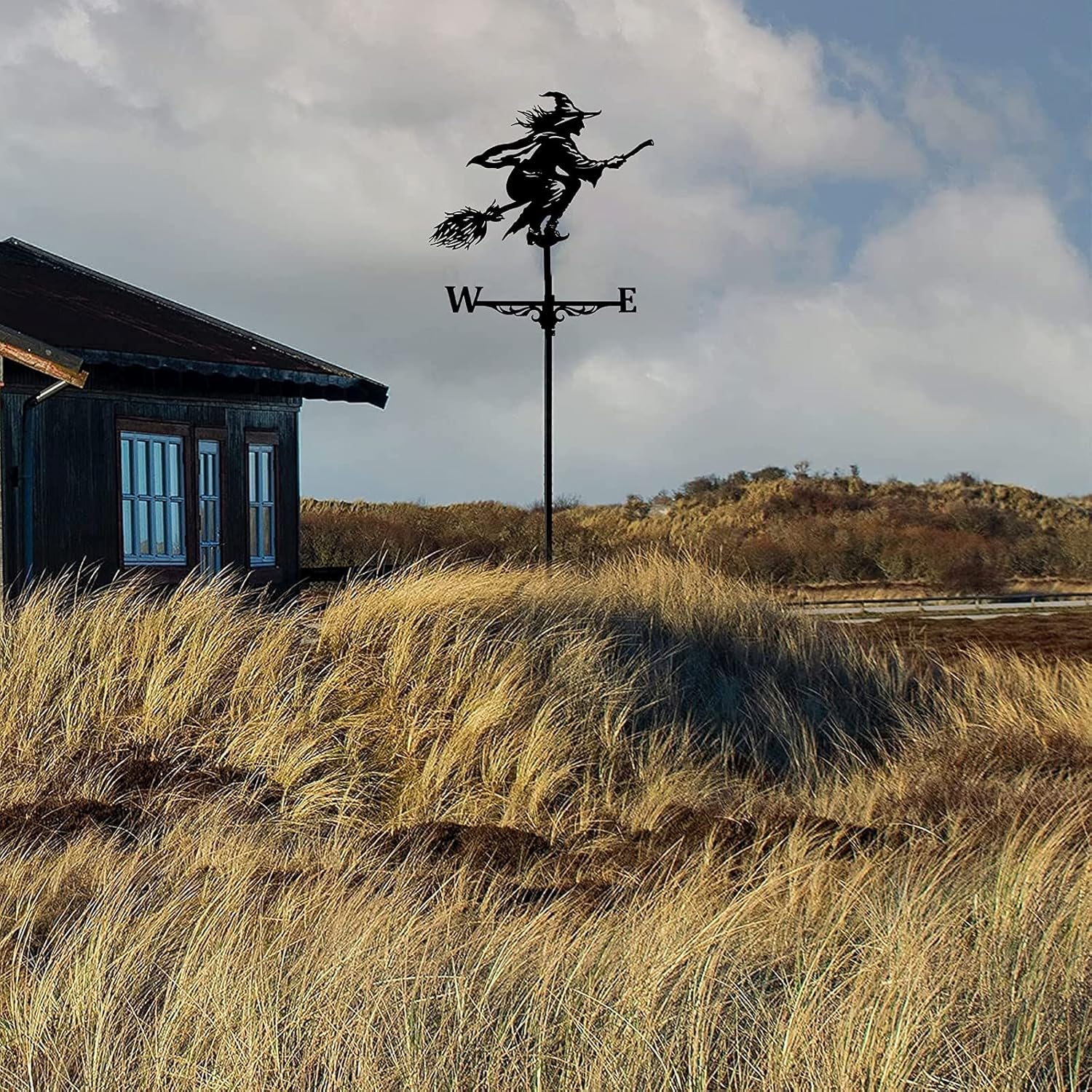 Weathervane, Weather Vane,Weathervane for Decorations Weather Vane for Garden Retro Durable Wind Vane Witch Scene Weathervane Garden Stake Wind Direction, Roof Wind Direction Indicator