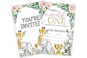 Wild One Birthday Party Invitation Jungle Animals