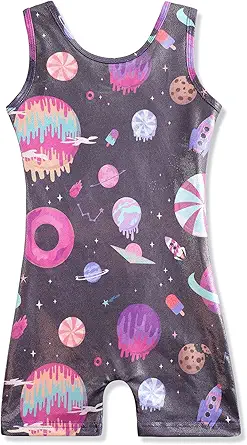 HOZIY Girls Gymnastics Leotards for Kids Tumbling Outfits Biketard Sparkle Adorable Pattern