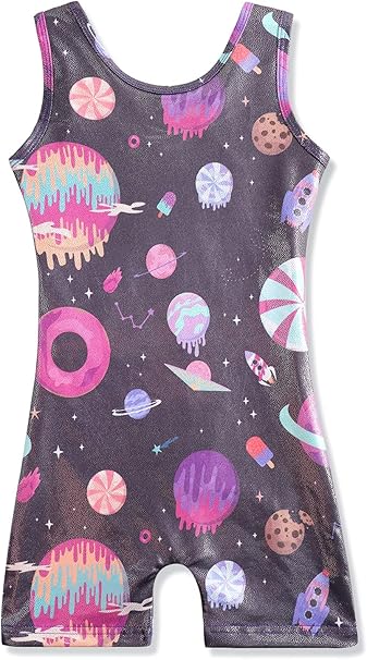 HOZIY Girls Gymnastics Leotards for Kids Tumbling Outfits Biketard Sparkle Adorable Pattern