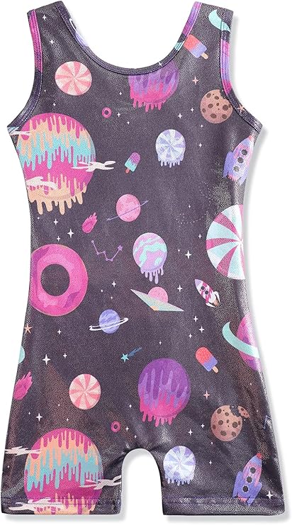 HOZIY Girls Gymnastics Leotards for Kids Tumbling Outfits Biketard Sparkle Adorable Pattern