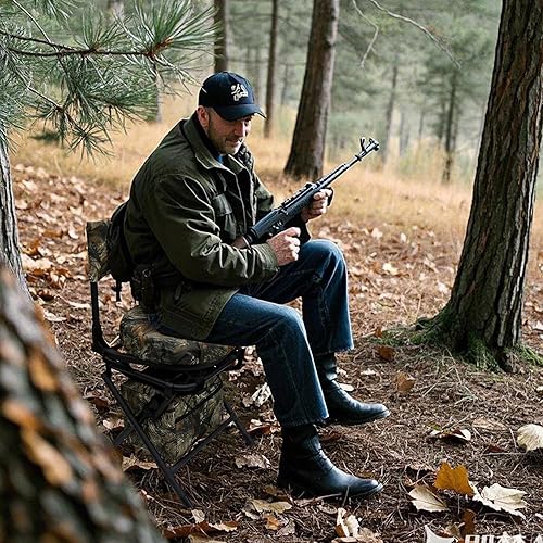 Miniatura 2 de MDSTOP Silla de caza giratoria de 360 grados para persianas de suelo, asiento de caza plegable, silla de pesca, ligera, portátil, cojín acolchado