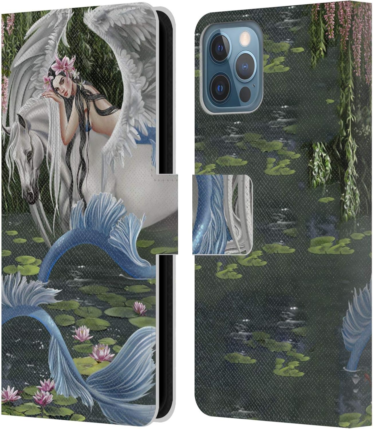 Head Case Designs Officially Licensed Nene Thomas Dark Angel Fairy with Raven Deep Forest Leather Book Wallet Case Cover Compatible with Apple iPhone 12 / iPhone 12 Pro