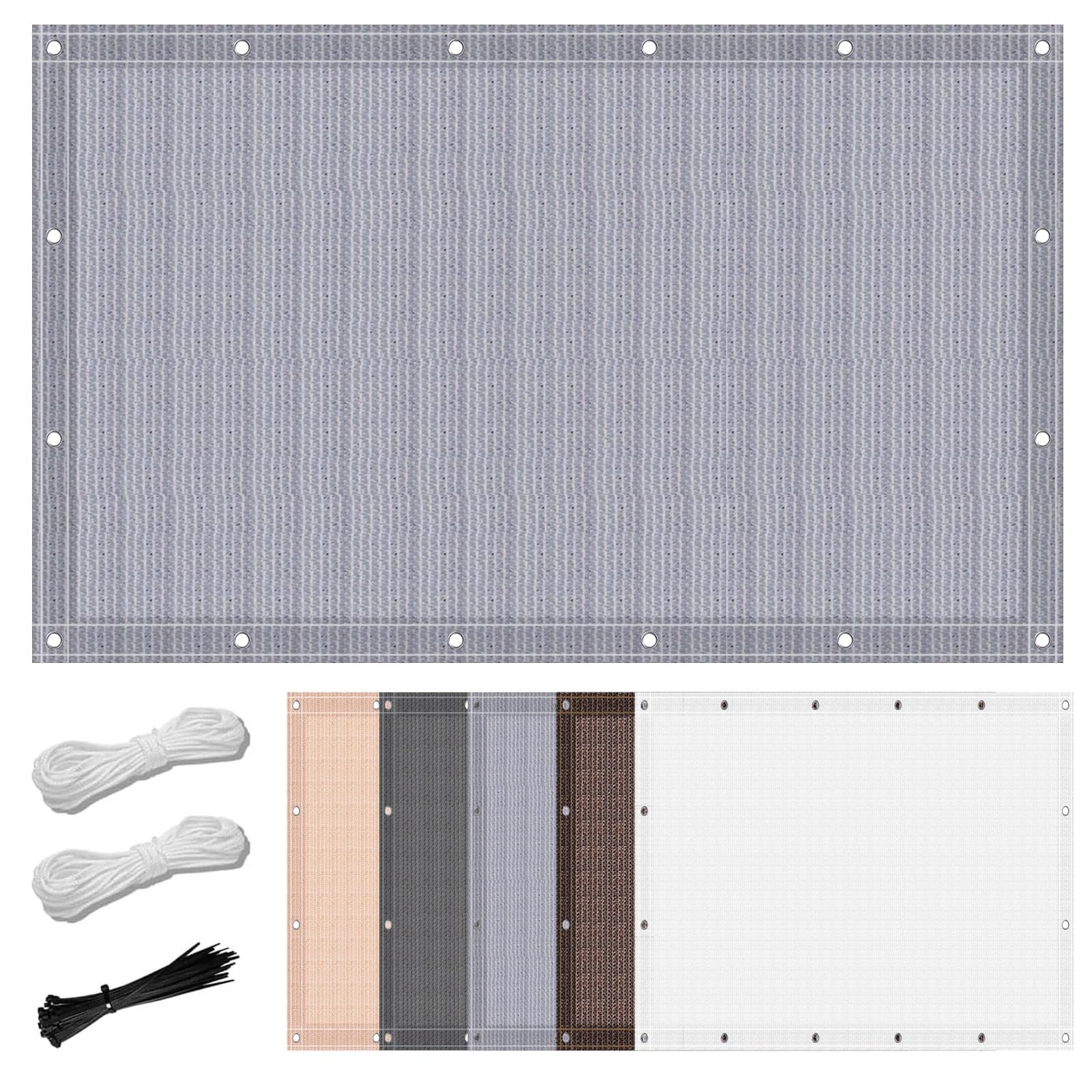 WQPMNYG Light Grey Patio 1.8x1.8m - Weatherproof Anti-Peeping Netting for Balcony & Deck Railing Pet Enclosure with Holes & Cable Ties Ideal for Backyard Pools