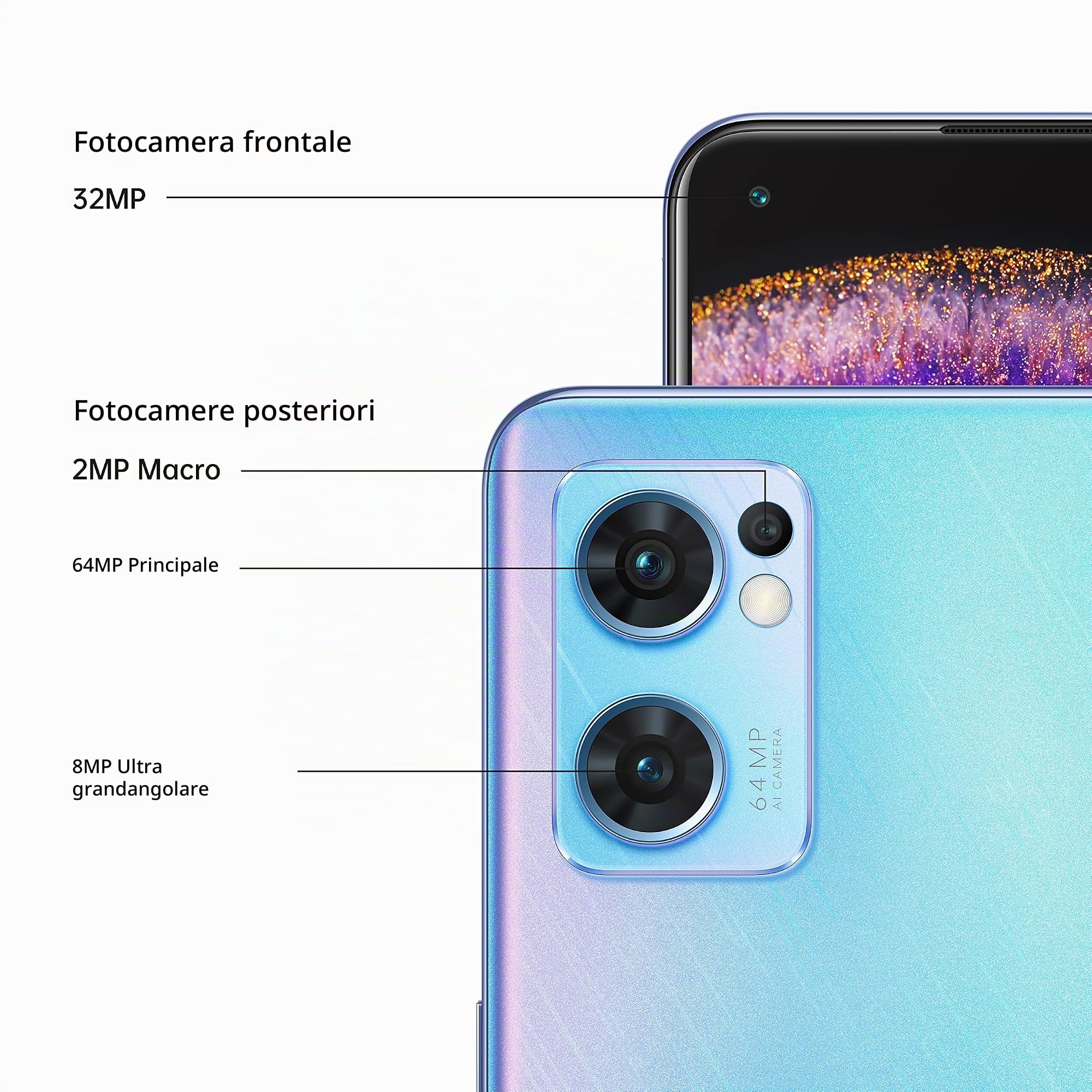 OPPO Find X5 Lite - Smartphone da 256 GB, 8 GB di RAM, Dual Sim, Startrails Blue