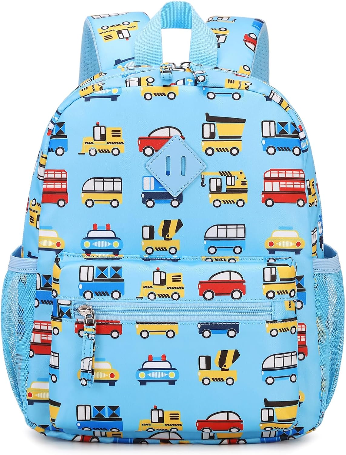 Toddler Backpack for Boys, 12'' Mini Preschool Backpack for Kids Age 2-4 Years Old Small Toddler Bookbag for Kindergarten with Chest Buckle and Reflective Strip, Blue Car
