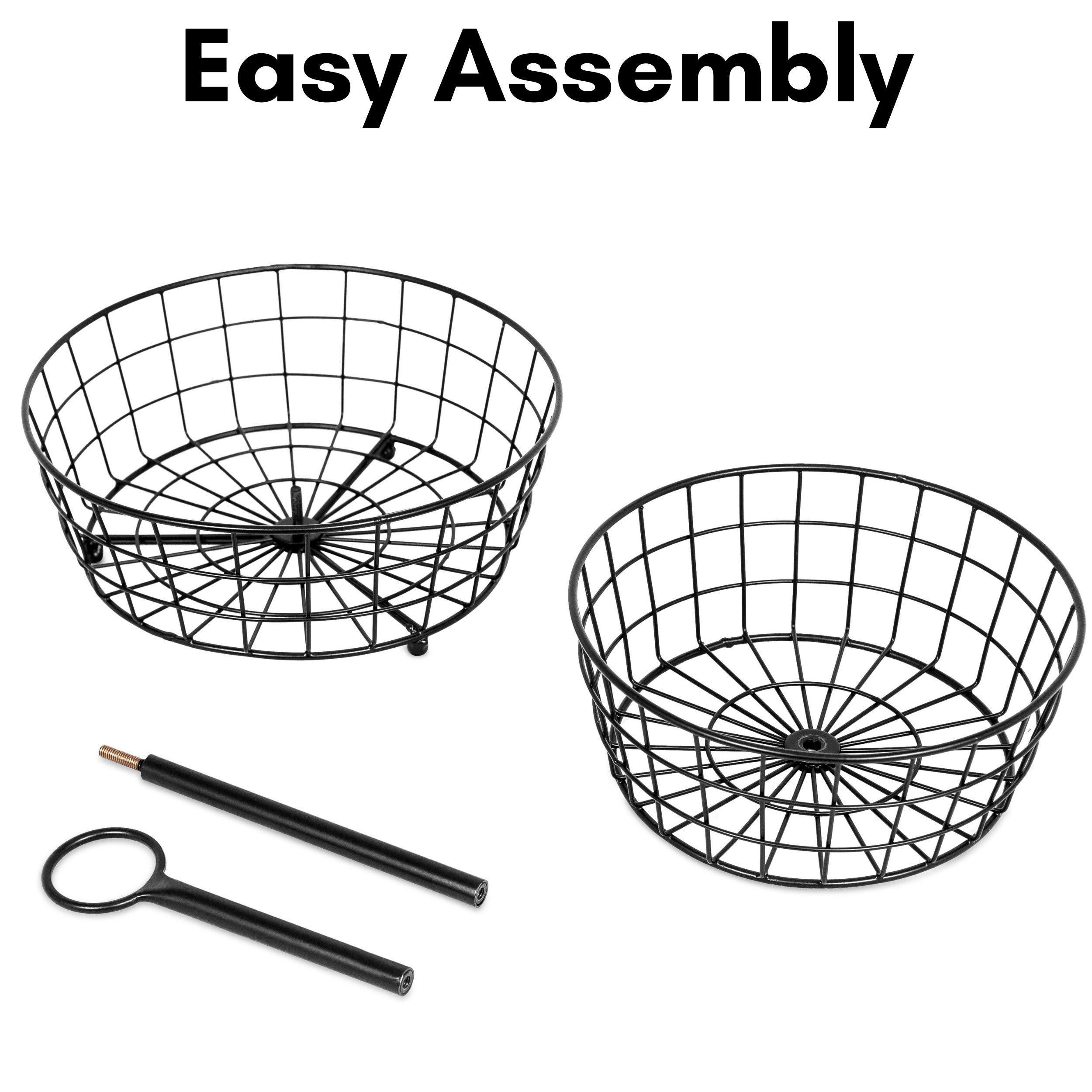 BirdRock Home 2 Tier Wire Fruit Basket Bowl Round Metal Standing