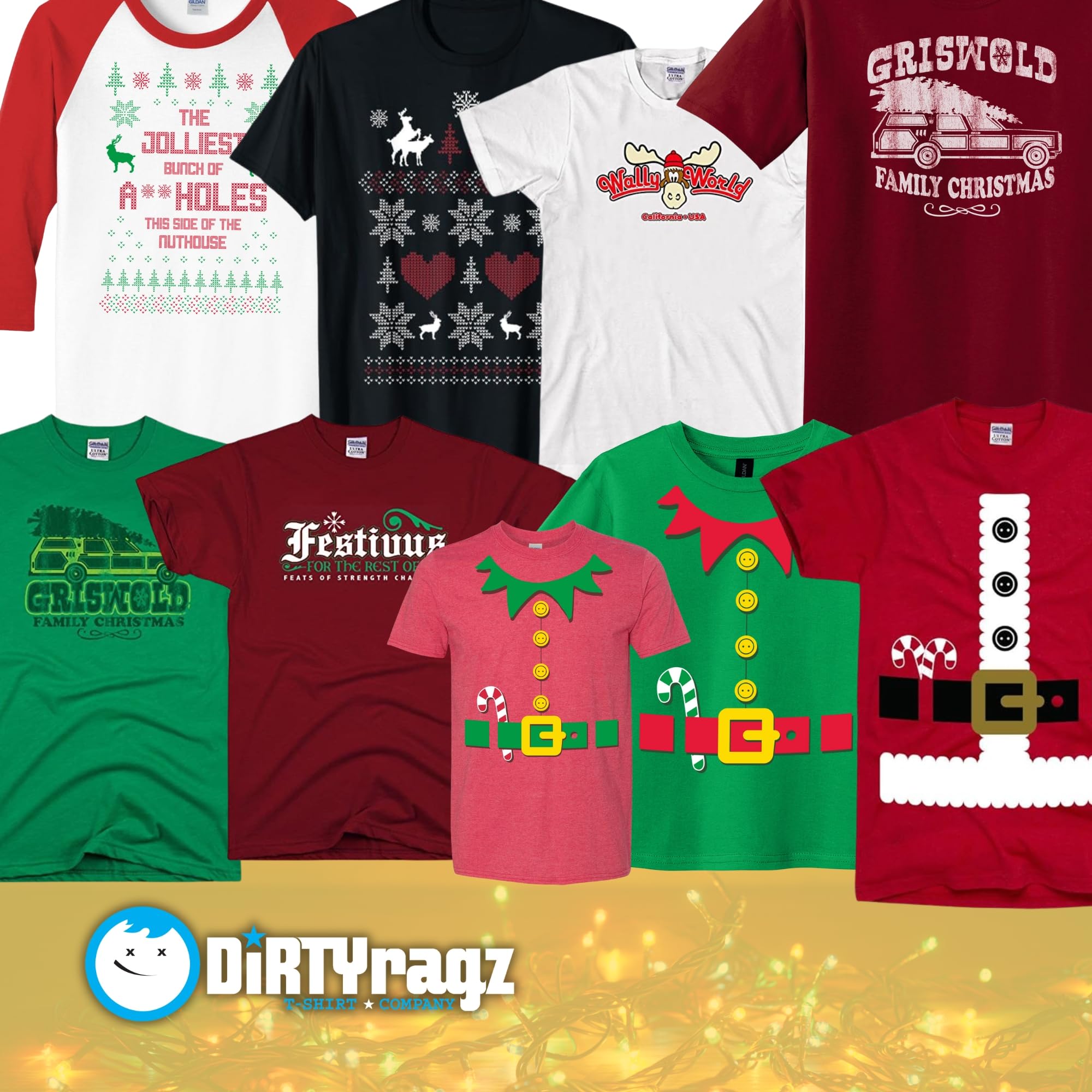 DIRTYRAGZ Camisa completa de Navidad para vacaciones Shitters - Divertidas camisetas de Navidad de la película Griswold para hombres y mujeres