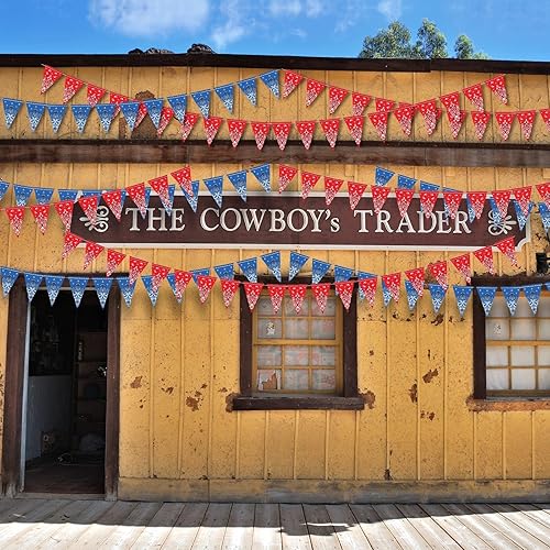 Miniatura 6 de Boao Paquete de 5 banderines de decoración de fiesta de vaquero occidental, banderines para decoración del salvaje oeste, temática de vaquero