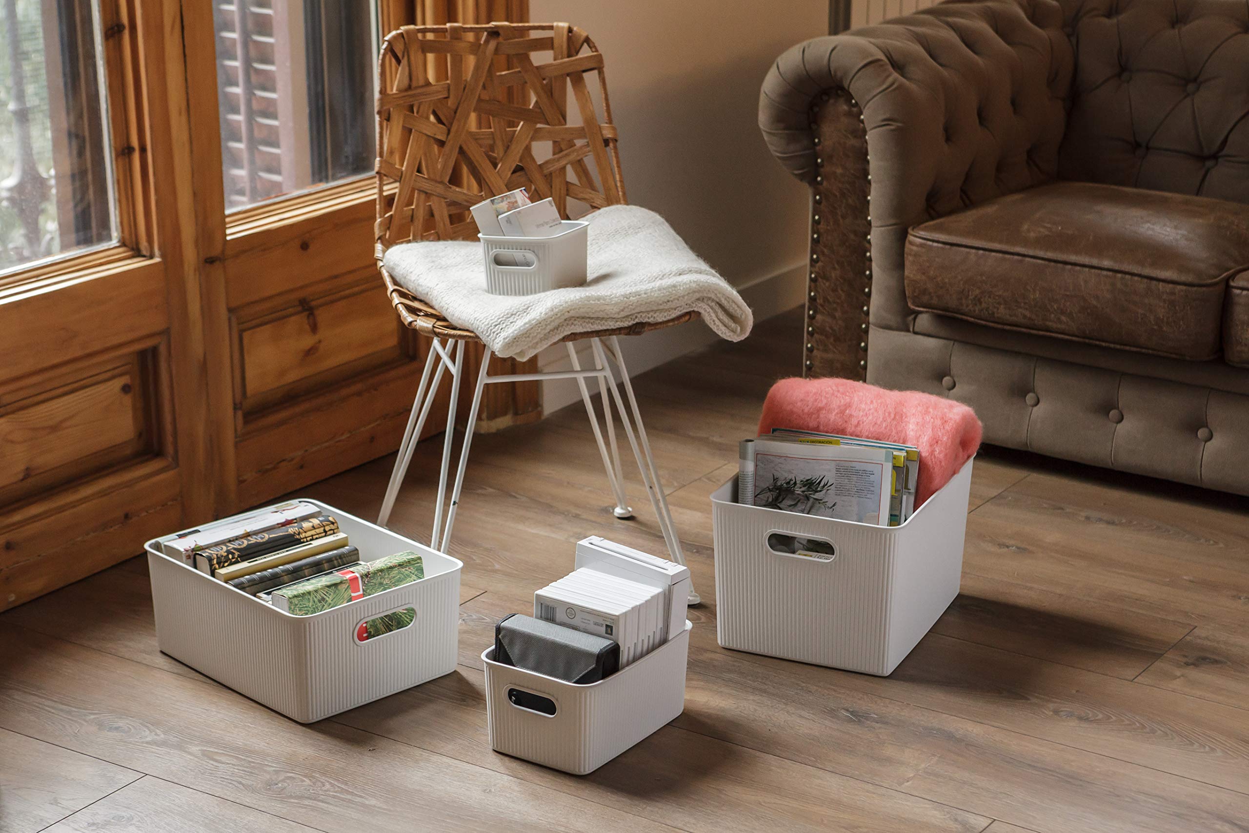 TATAY Cestino Portaoggetti Plastica 22 L Baobab | Scatola Organizzatrice | Manici Integrati | Design Compatto e Versatile | Plastica Riciclata Senza BPA | 29,4 x 38,5 x 23 cm, Bianco