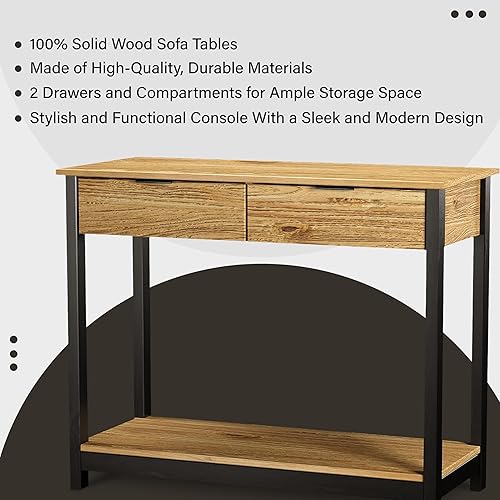 Miniatura 4 de Elegante mesa consola con cajones, mesa de sofá con estante de almacenamiento para entrada, mesa de entrada para sala de estar, dormitorio, muebles