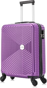 Flymax 55x40x20 4 Wheel Super Lightweight Cabin Luggage Suitcase Hand Carry on Flight Travel Bags Approved On Board Fits Easyjet Ryanair Jet 2 BA Purple