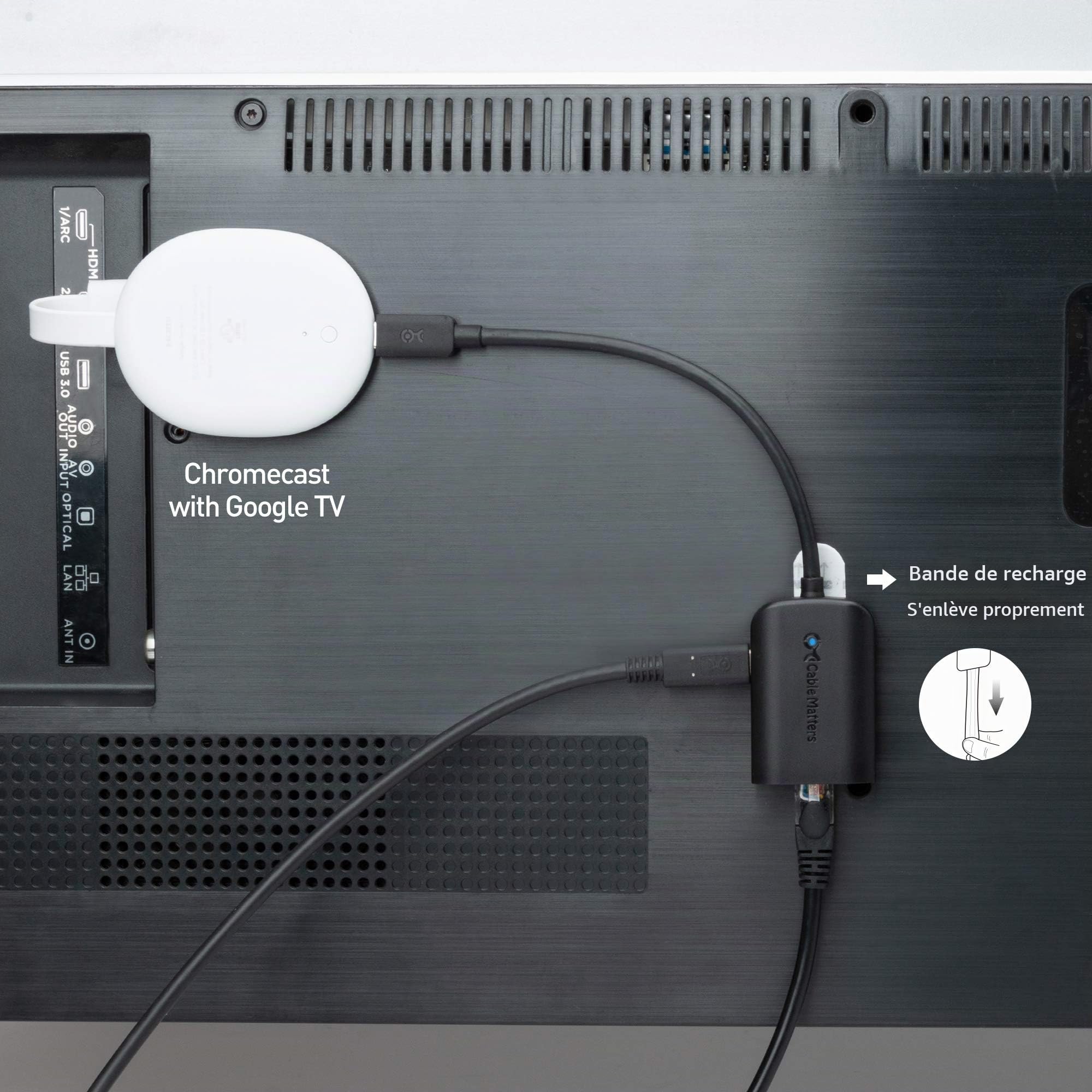 Cable Matters Adaptateur USB C Ethernet Gigabit avec Chargeur 100W - Vitesse Ethernet Filaire jusqu'à 480Mbps pour Chromecast avec Google TV (Version 2020), Ordinateurs Portables et Autres
