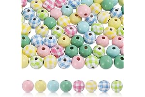 Whaline 240pcs 6mm Easter Wood Beads Macaron Wooden Craft Beads for Jewelry Making